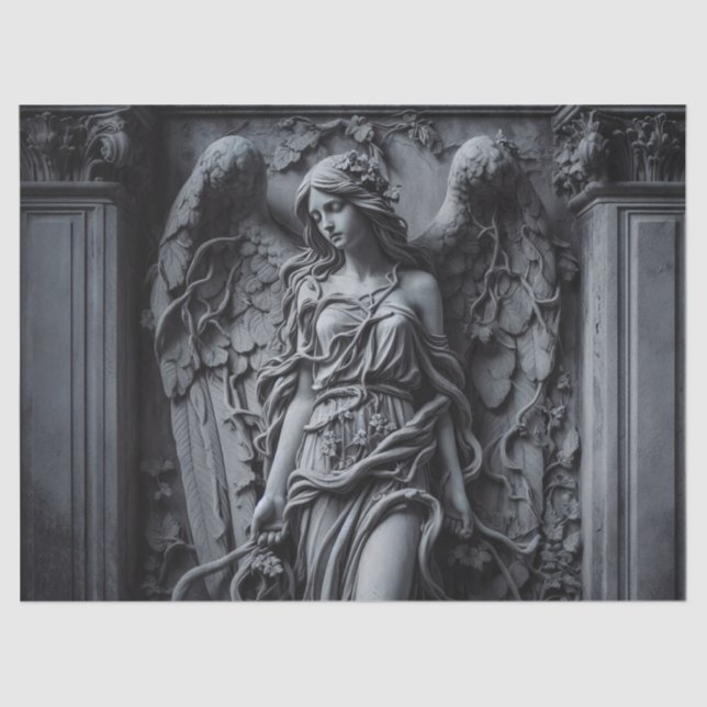 Gothic Angel and Vines Sculpture Decoupage Tissue Paper (Front)