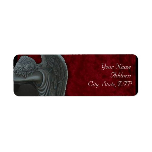 Gothic Angel on Red Velvet Return Address Label