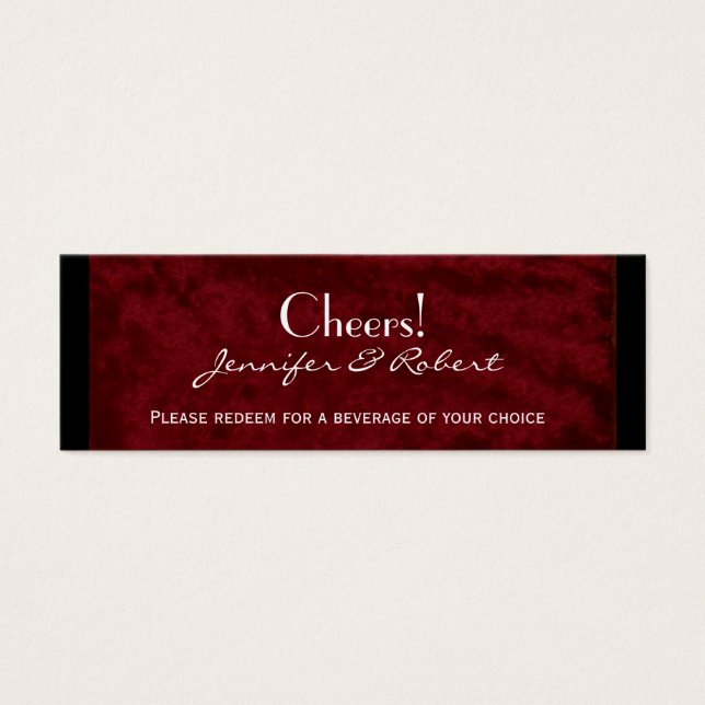 Gothic Angel on Red Velvet Wedding Drink Ticket (Front)
