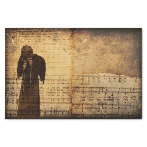 Gothic Angel Vintage Sepia Sheet Music Texture