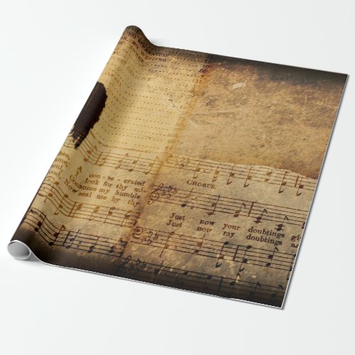 Gothic Angel Vintage Sepia Sheet Music Texture Wrapping Paper