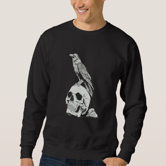 Gothic Animal Raven Creepy Bird Skull Spooky Vikin Sweatshirt (Front)