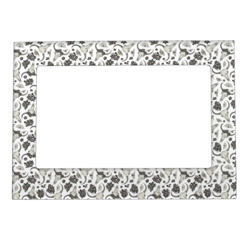 Gothic Animal Skull With Flowers Pattern Magnetic Frame
