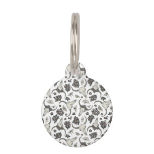 Gothic Animal Skull With Flowers Pattern Pet ID Tag