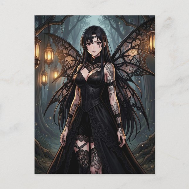 Gothic Anime Fairy Girl | Keeping in Touch Postcard (Front)