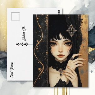 Gothic Anime Girl Keeping in Touch Postcard
