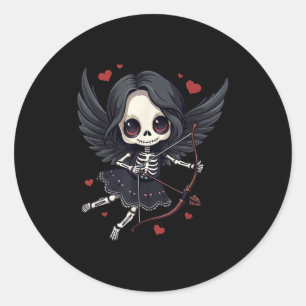 Gothic Anime Skeleton Cud – Dark Valentine Kawaii Classic Round Sticker