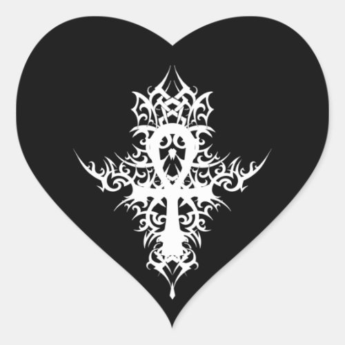 Gothic Ankh Heart Sticker