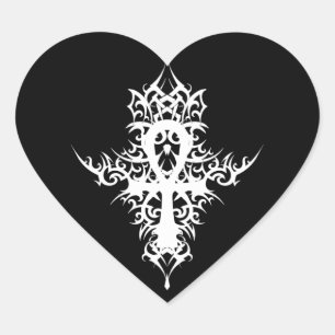 Gothic Ankh Heart Sticker