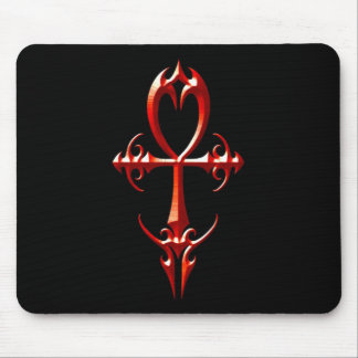 Gothic Ankh, red and black Mouse Pad