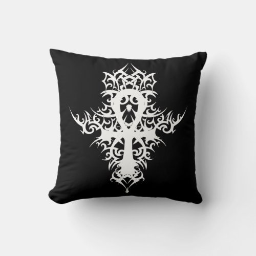 Gothic Ankh Throw Pillow