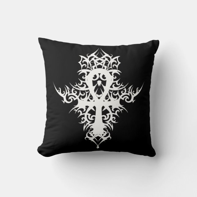 Gothic Ankh Throw Pillow (Front)