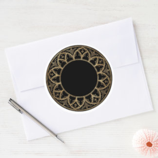 Gothic Arch Antique Gold & Black Classic Round Sticker