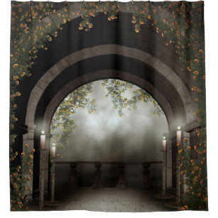 Digital Shower Curtain Column Arches Ancient Print for Bathroom 