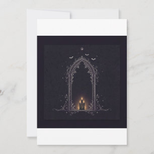 Gothic Arch Candle Halloween Invite - Dark Elegant