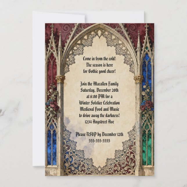 Gothic Arch Christmas Party Invitation (Front)