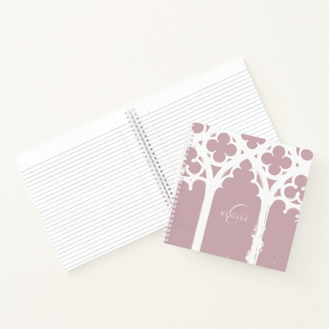 Gothic Arch Elegant Minimal Chic Typography Pink Notebook (Inside)