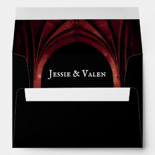 Gothic Arch Elegant Wedding Dark Black Red Envelope