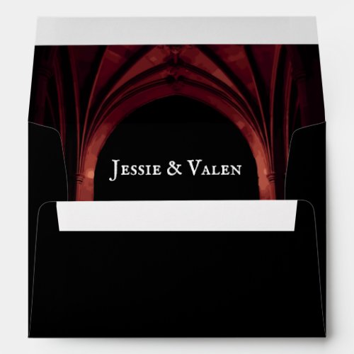 Gothic Arch Elegant Wedding Dark Black Red Envelope