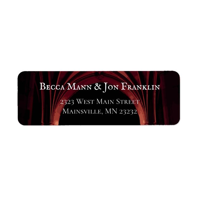 Gothic Arch Elegant Wedding Dark Black Red Label (Front)