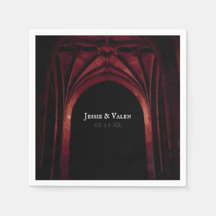 Gothic Arch Elegant Wedding Dark Black Red Napkins
