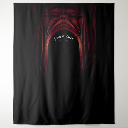 Gothic Arch Elegant Wedding Dark Black Red Tapestry