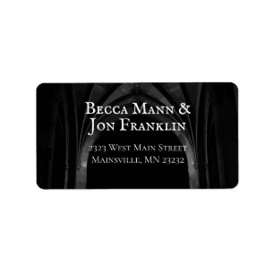 Gothic Arch Elegant Wedding Dark Black & White Label