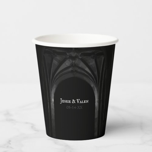 Gothic Arch Elegant Wedding Dark Black  White Paper Cups