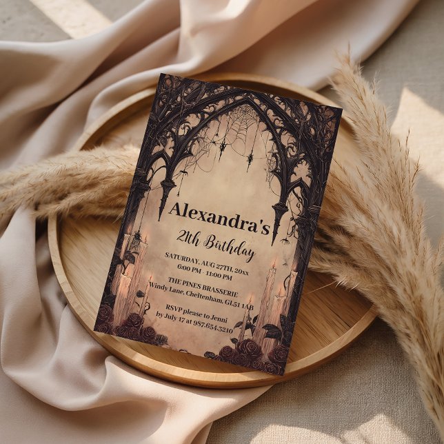 Gothic Arch Midnight Birthday Invitation (Creator Uploaded)