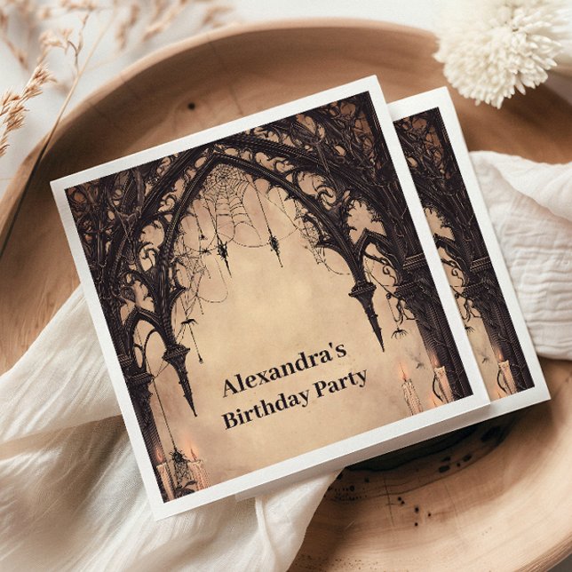 Gothic Arch Midnight Birthday Napkins (Creator Uploaded)