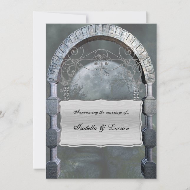 Gothic Arch Plaque Vampire Goth Wedding Invitation (Front)