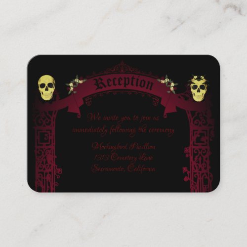 Gothic Arch Trellis and Skulls Wedding Enclosure Card
