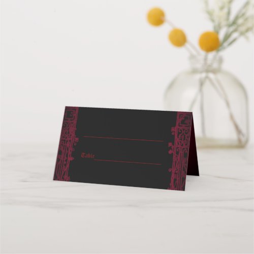 Gothic Arch Trellis and Skulls Wedding Place Card