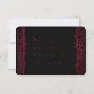 Gothic Arch Trellis and Skulls Wedding RSVP Card