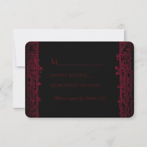 Gothic Arch Trellis and Skulls Wedding RSVP Card