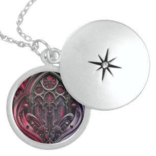 Gothic Arches Silver Locket Necklace