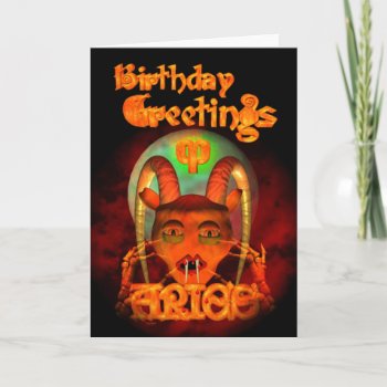 Gothic Aries Zodiac Birthday Greetings By Valxart Card by ValxArt at Zazzle