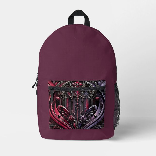 Gothic Art Burgundy Backpack (Front)