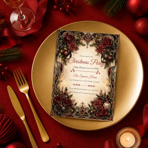 Gothic Art Nouveau Christmas Party Invitation
