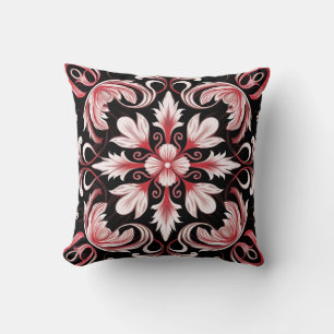 Gothic Art Nouveau Elegant Burgundy Chic Pattern Throw Pillow