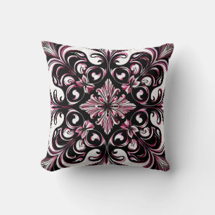 Gothic Art Nouveau Elegant Burgundy Chic Pattern  Throw Pillow