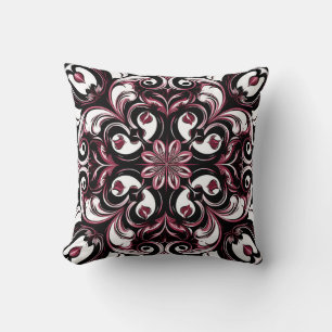 Gothic Art Nouveau Elegant Burgundy Chic Pattern Throw Pillow
