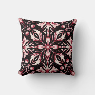 Gothic Art Nouveau Elegant Burgundy Chic Pattern Throw Pillow