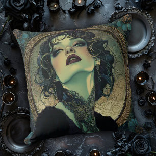 Gothic Art Nouveau Woman Throw Pillow