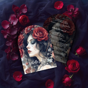 Gothic Attractive Girl Romantic Red Roses Bridal Invitation