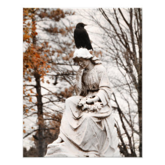 Gothic Autumn Angel and Crow Photo Print