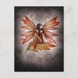 Gothic Autumn Fairy Art Postcard by Molly Harrison