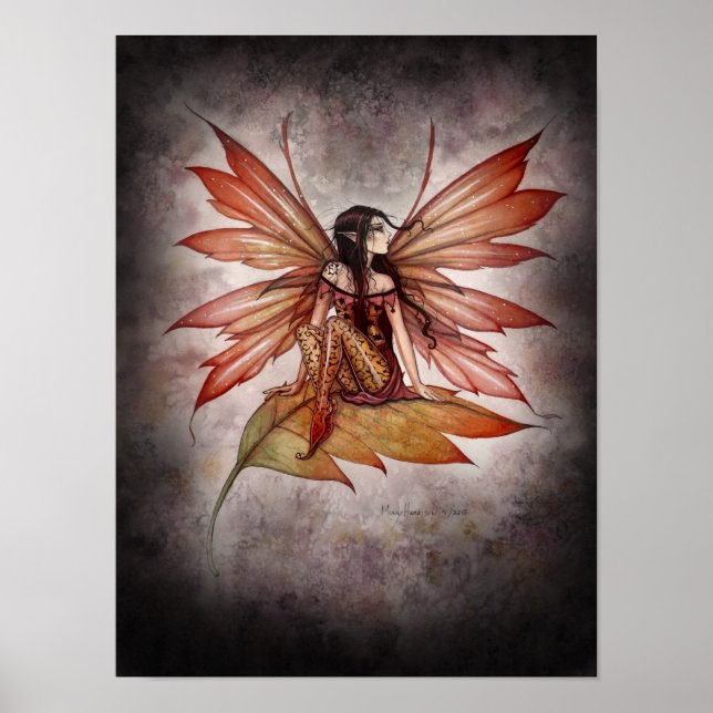 Gothic Autumn Fairy Fantasy Art Print (Front)
