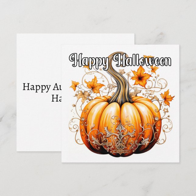 Gothic Autumn Harvest Halloween Pumpkin Card (Front/Back)