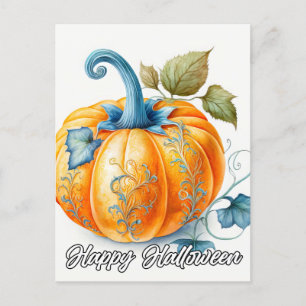 Gothic Autumn Pumpkin Illustration Postcard